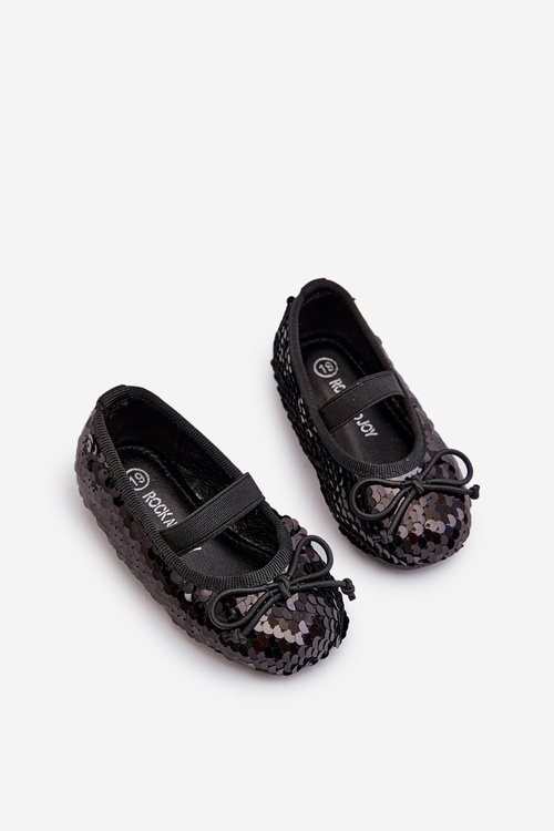Children's Ballerina Flats Adorned with Sequins Black Weries