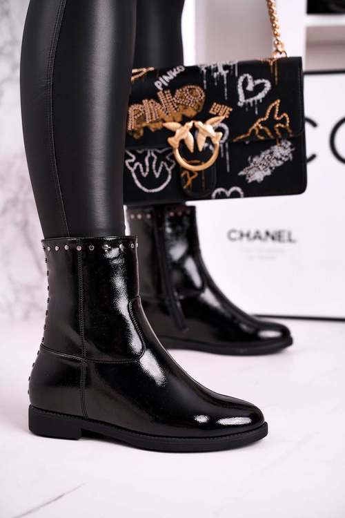 Women's Insulated Boots On A Wedge Patent Black Performance