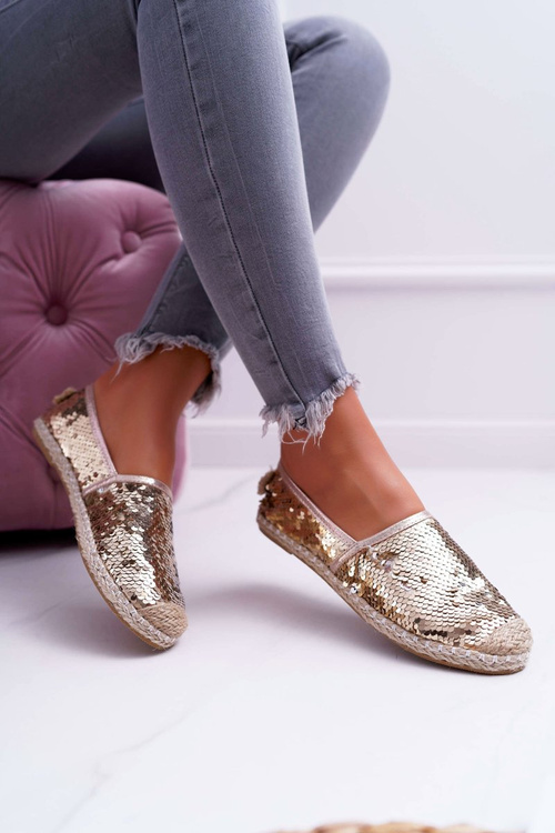 Lu Boo Women's Espadrilles Gold Sequins