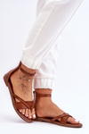 Women's Zipper Flat Flip Flops Brown Rise Up!