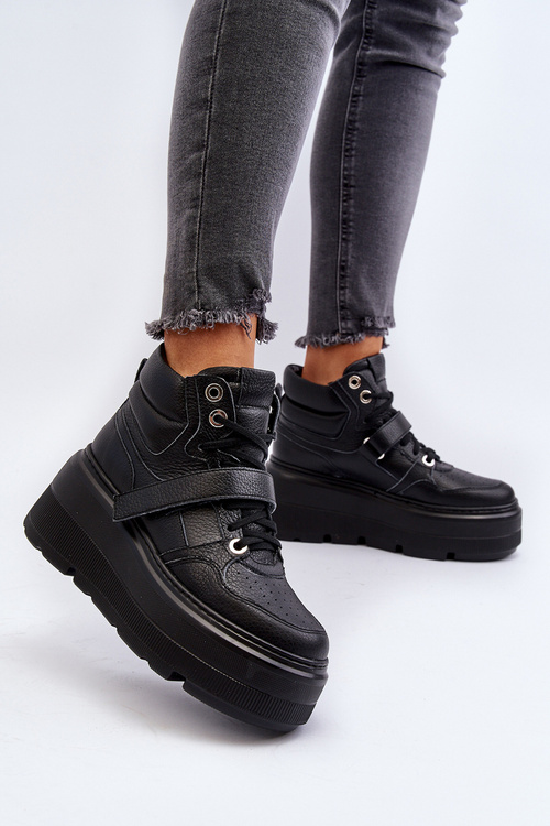 Sneakersy Skóra Naturalna Damskie Zazoo 3450 Czarne