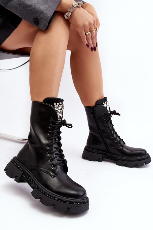 Women's Workery Boots with Decoration Black Ventora
