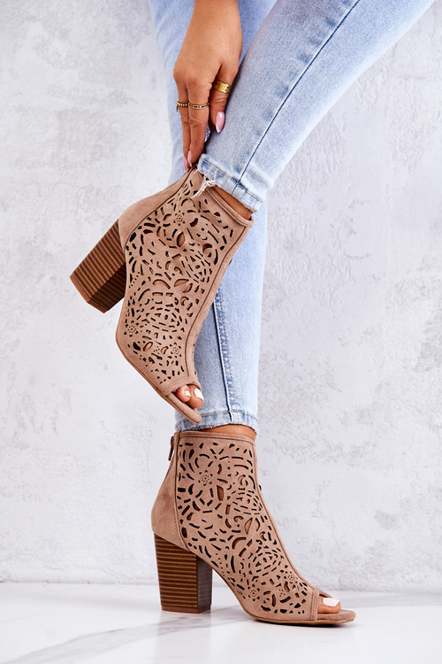 Openwork Boots On A Post Beige Brittany