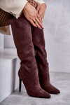 Classic Suede Black Boots On A Brown Ameya