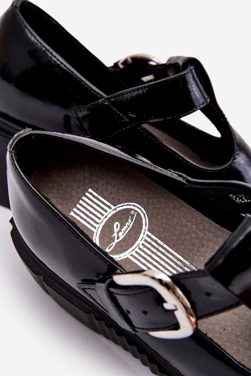 Fashionable Lacquered shoes on a massive platform Black Colson