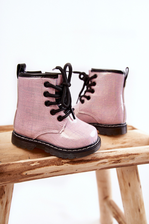 Kids Warmed Boots with Zipper Lacquered Pink Goopy