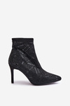 Slip On Decorative Stiletto Booties S.Barski HY42-161 Black