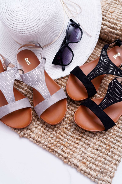 Sandały Damskie Płaskie Czarne Sorsano