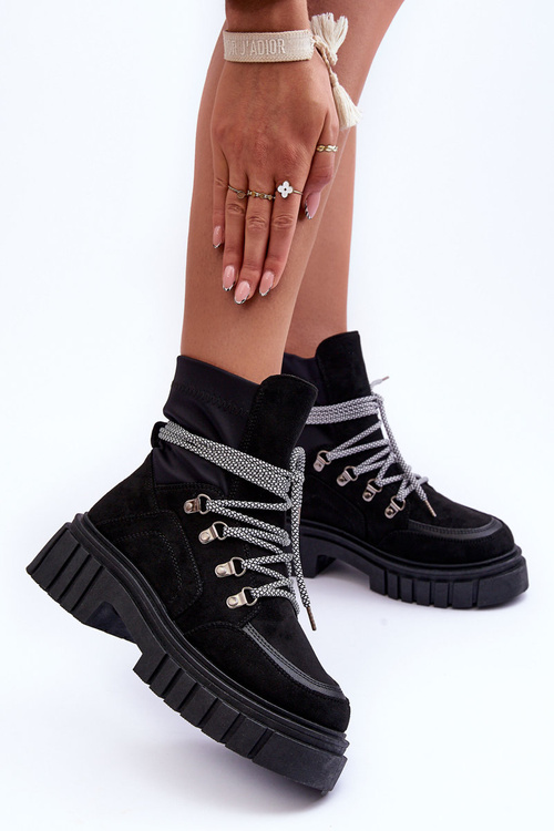 Women's Suede Lace-Up Boots Black Acorn