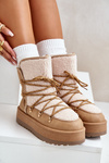 Women's Snow Boots On Platform With Lacing Light Brown Riaviana
