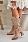 Lace-up Women's Ankle Boots with Pointed Toes in Dark Beige Faux Suede Nevithra