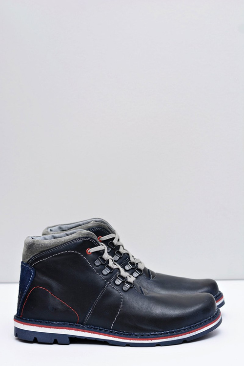 Navy Blue Men's Leather Warmed Teslo Boots