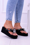Black Extravagant Flip Flops On Cork SecondShock