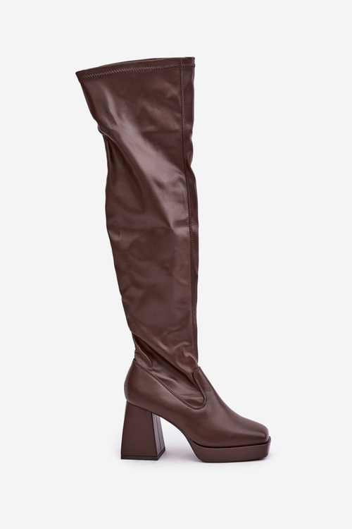 Fitted knee-high heeled boots dark brown Sanniraen