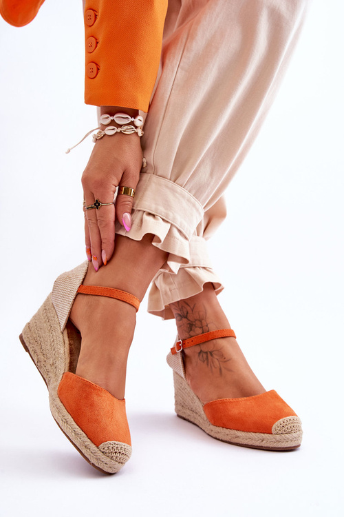 Suede Espadrilles Wedge Sandals Orange Cammer