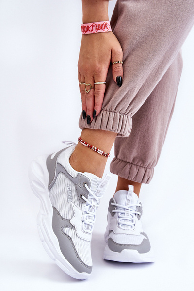 Sportowe Buty Damskie Lekkie Biało-Szare Big Star LL274375
