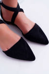 Women's Flat Sandals Black Suede Pointed Medena