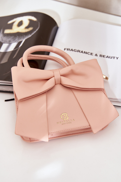 Eko Skórzana Mała Torebka Z Kokardą Różowa Nesehe