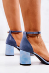 Leather Sandals On A Bar blue Lorene