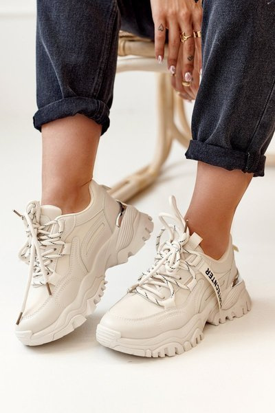 Women's Sneakers On A Chunky Sole Beige Chunky