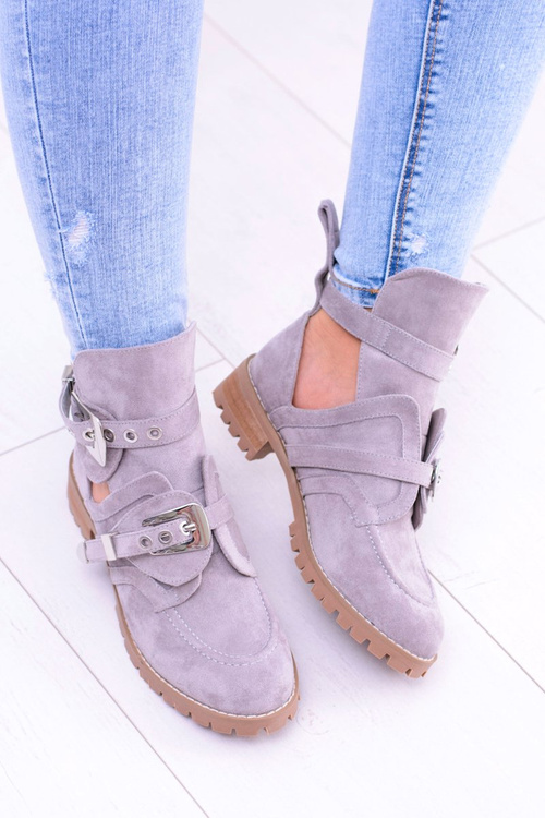 Lu Boo Grey Suede Boots With Cutouts Rock Girl