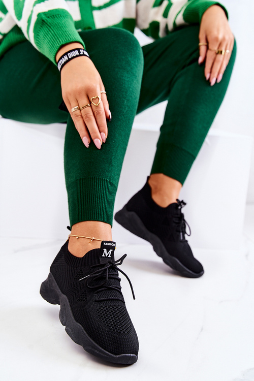 Sport Shoes Sneakers Fabric Black Nolene