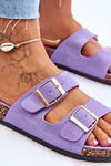 Women's Sandals On Cork Platform With Stripes Violet Doretta