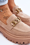 Women's Suede Platform Loafers Beige Larey