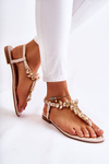 Women's Sandals Flip-Flops With A Decorative Belt Beige Daylight