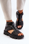 Zazoo 999 Leather Women's Sandals with Golden Zip