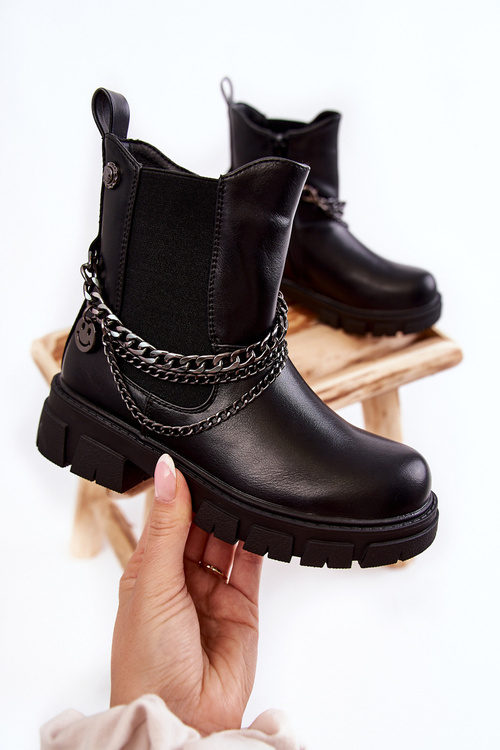 Children's insulated leather boots Black Lise