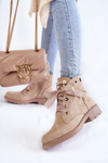 Suede insulated boots with a zipper with pearls beige Raiso