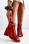 Maciejka Suede Openwork Boots Red 04040-08