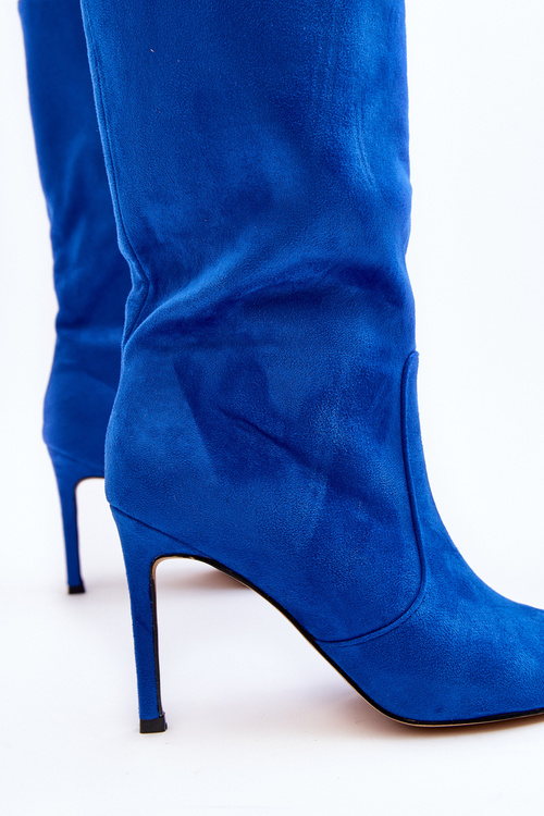 Women's Blue Knee-High Stiletto Boots Odetteia