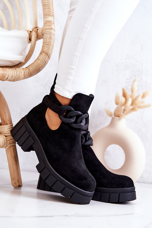 Suede Booties With A Cut Black Kirsten