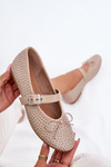 Embellished ballerinas with bow and strap beige Zdivisa