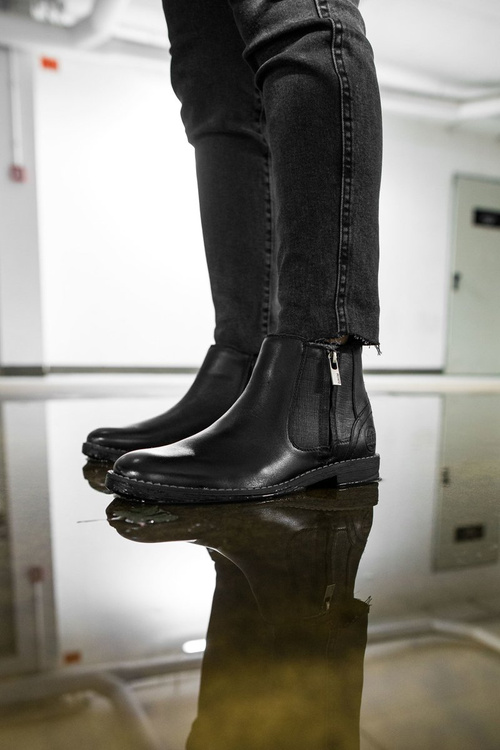 Men's Big Star Leather Booties Black EE174287