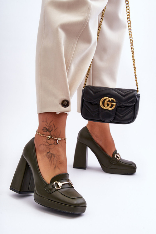 Stylish Leather Pumps Green Rouse