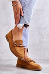 Women's Suede Loafers With A Chain Camel Noli
