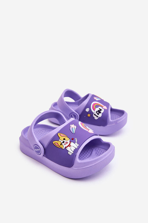 Light Children's Slides Sandals With Animal Motif Violet Rico