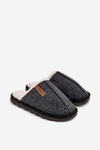 Men's slippers with warm fur Black Darielle