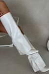 Warm Heeled Boots with Folded Shaft White Tamonia