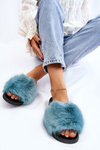 Women's Fur Slides Turquoise Kennet