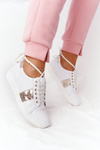 Women's Leather Sneakers Lewski Shoes 2786-0 White-Gold