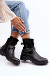 Women's Flat Heel Boots with Clasp Black Cillolis