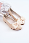 Dětské lakované balerínky s mašlí Beige Zolly