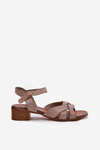 Leather Sandals On A Delicate Heel Beige Zazoo 40372