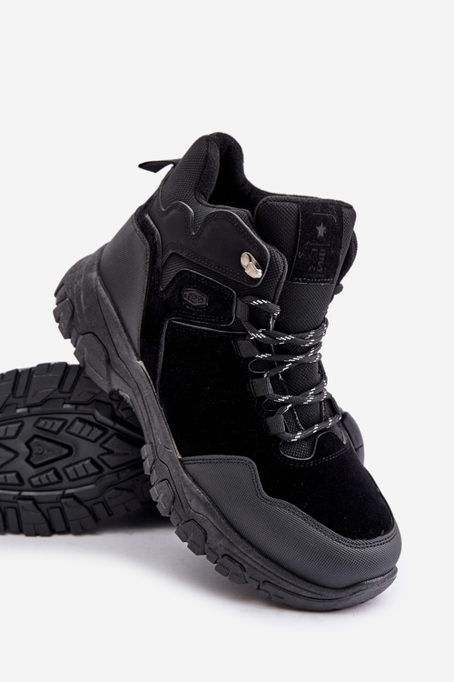 Insulated Men's Hiking Shoes With Laces Black Zerista