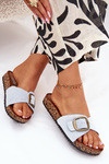 Women's Slippers With Buckle On Cork Platform Blue Zavira