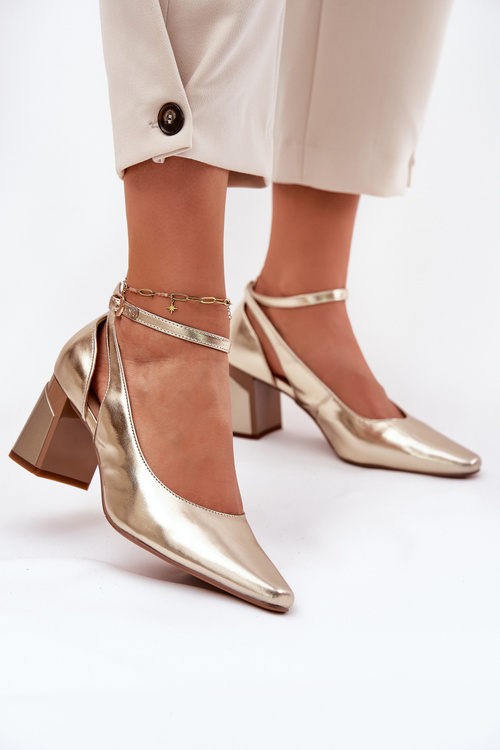 Leather Heeled Shoes Maciejka K6816-25 Gold